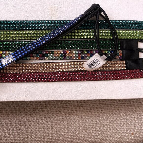 7 SPARKLE bling rhinestone stretch headbands MULTI COLORS 1/2" W  SOLD AS SET - Picture 5 of 5